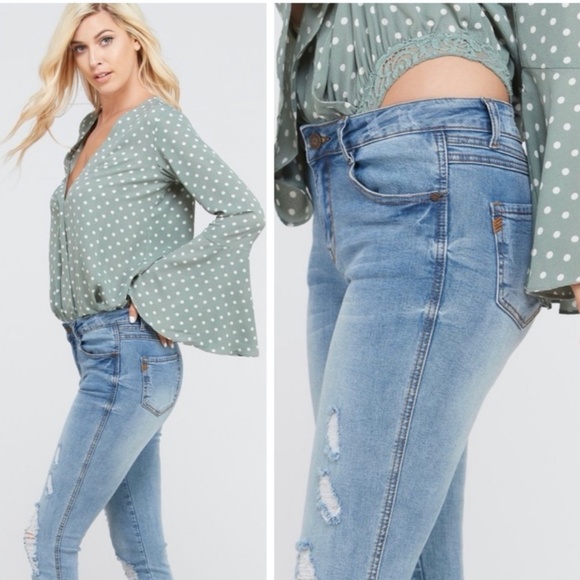 Sage Polka Dot Long Sleeve Bodysuit Top S M L NWT - Picture 2 of 2